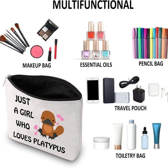 Platypus Lover Gift Who Loves Platypus Makeup Bag Platypus Owner Cosmetic Bag Pl - Picture 6 of 7